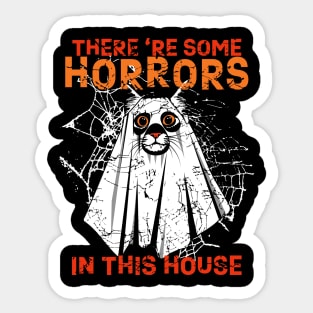 There are some horrors in this house Boo Cat Halloween Sticker